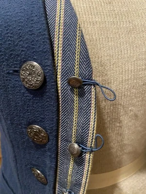 Antigo Designer J Peterman Denim | Colete de Algodão Militar Listrado em Camadas Tamanho 2 Exclusivo - Imagem 1 de 4