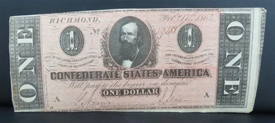 1864 Confederate States of America Uncirculated $1 Note - Image 1 of 2