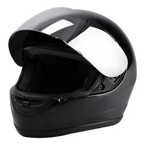 DOT Gloss Black Full Face Mirror Visor Sun Shield Helmet Motorcycle Size S - Picture 1 of 7