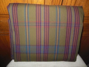 RALPH LAUREN ADRIANA OLIVE AND BROWN PLAID KING FLAT SHEET - NEW - RARE - Picture 1 of 1