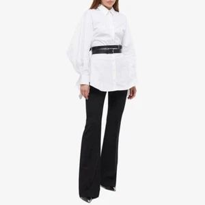 Alexander McQueen New Open Back Cotton Shirt Optic White $1290 , sz 44 IT 8 US - Picture 1 of 13