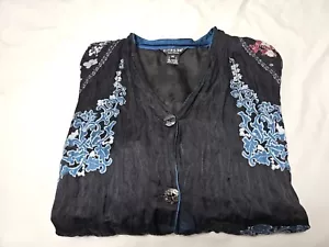 Top/Blusa asiática arrugada campesina bohemia Citron Santa Monica talla mediana - Imagen 1 de 14