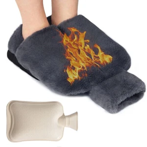 Foot Warmer Hot Water Bottle Energy Saving Slippers Feet Muff 2L Bottle Washable - Picture 1 of 15