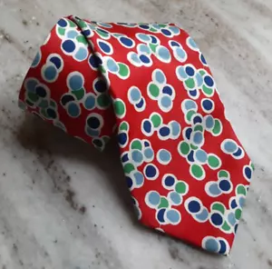 Turnbull & Asser Silk Tie 3 3/4" x 57" Red Blue Green White Dot Handmade England - Picture 1 of 15