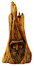 Vintage 80's Signed Jack Leslin Burl Wood Folk Art Spirit Wizard Carving 18"