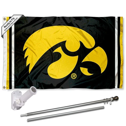 Iowa Hawkeyes Stripes Flag Pole and Bracket Gift Package Cover
