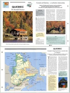 Quebec - North America - Atlas Of The World Fact File Fold-Out Page - Picture 1 of 1