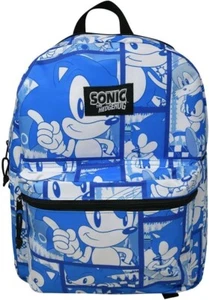 Sonic The Hedgehog 16" All Over Print Backpack Blue, Sonic Large Book Bags NEW - Picture 1 of 4