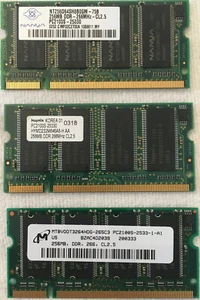 3 pcs. NT256D64SH8B0GM-75B, HYMD232M646A6-H, MT8VDDT3264HDG-265C3, 256MB RAM - Picture 1 of 4