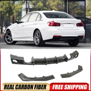 For BMW F30 320i 325i 328i M-Tech 2014-2018 Real Carbon Rear Bumper Diffuser Lip - Picture 1 of 11