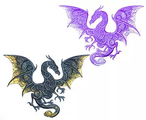 Extra Large Embroidered Dragon Motif/Patch/Badge/Applique Lots of Colour Choices - Picture 1 of 6