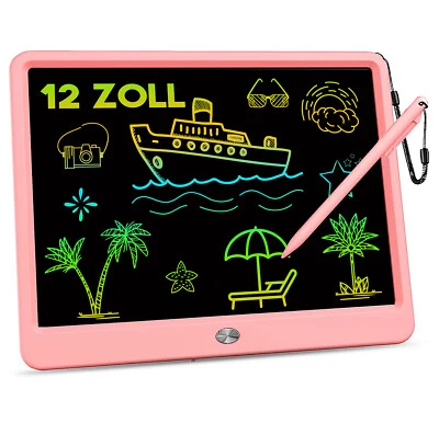 LCD Schreibtafel 12 Zoll Maltafel Bunten Schrift Für Kinder Notieren Löschen - Bild 1 von 4