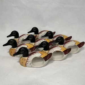 Napkin Holder Rings Ceramic 4" Mallard Duck Set of 8 - Picture 1 of 10