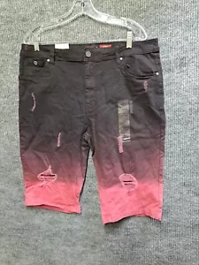 PANTALONCINO JEANS UOMO 32 DENIM nero/marrone spiaggia nuovo con etichette "switch notevole" distressed - Foto 1 di 5