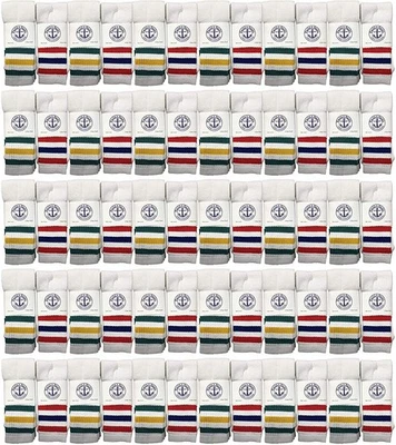 60 Pairs School Striped Cotton Tube Socks Bulk Sport Socks (Womens (9-11) - Image 1 of 4