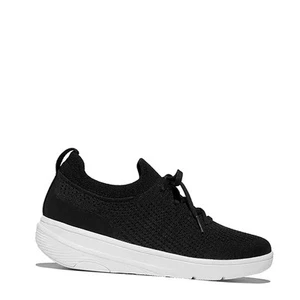 Women's FitFlop, SUPER-Q Knit Slip-On Laced Sneaker JM1-001 Black White MESH - Picture 1 of 6