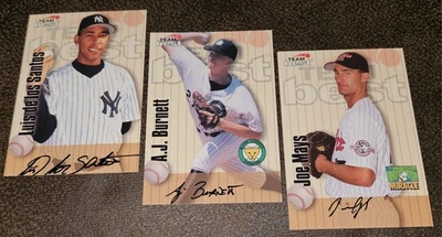 1998 Team Best Auto Rookie Autograph Cards (3)🎄 AJ BURNETT, Mays, De Los Santos - Image 1 of 4