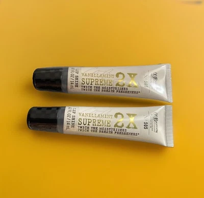 (2) Bath & Body Works CO Bigelow No 505 VANILLA MINT SUPREME *LIP SHINE* .47 Oz - Image 1 of 2