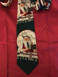 Vintage The Saturday Evening Post Norman Rockwell Christmas Santa Clause Necktie - Picture 1 of 2