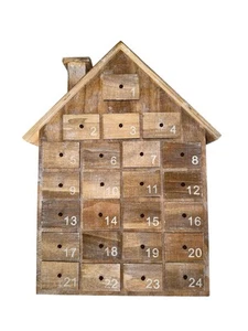 Christmas Wood House Advent Calendar 24 Days Of Christmas - Picture 1 of 4