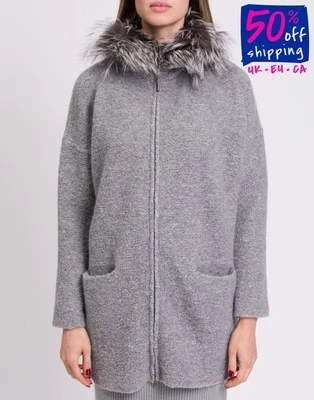 PVP €980 FABIANA FILIPPI Abrigo Boucle IT44 US-M UK12 L Mohair Mezcla de Alpaca y Lana  Foto 1 de 4