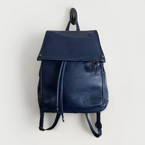 Vera Pelle Rucksack Blau Pebbled Echtleder Made In Italy - Bild 1 von 4