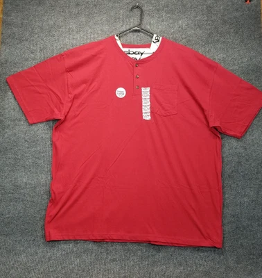 Key Shirt Mens 4XLT Tall Red Short Sleeve Henley Pocket 3 Button 35" Length New - Image 1 of 4