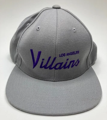 Sombrero de Villanos de Los Ángeles Clásico Script Snapback Gris y Púrpura Foto 1 de 4