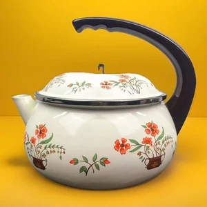 Vintage 1984 Countryside Collection Gourmet TeaKettle Enamelware 2 1/2”qt - Picture 1 of 12