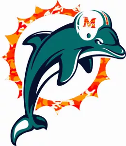 Miami Dolphins 97-12 Orange Camo Inspired Mini Football Helmet Decals - Picture 1 of 3