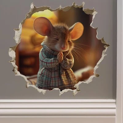 Praying Mouse Wall Hole Sticker - Faith - Religious - God - Hope - Spiritual ... - Изображение 1 из 4