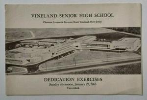 1963 Vineland Senior High School Dedication Services Program Vineland New Jersey - Imagen 1 de 4