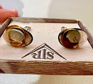 Vintage Manschettenknöpfe SIR braun Kaffeeaugen - Bild 1 von 7