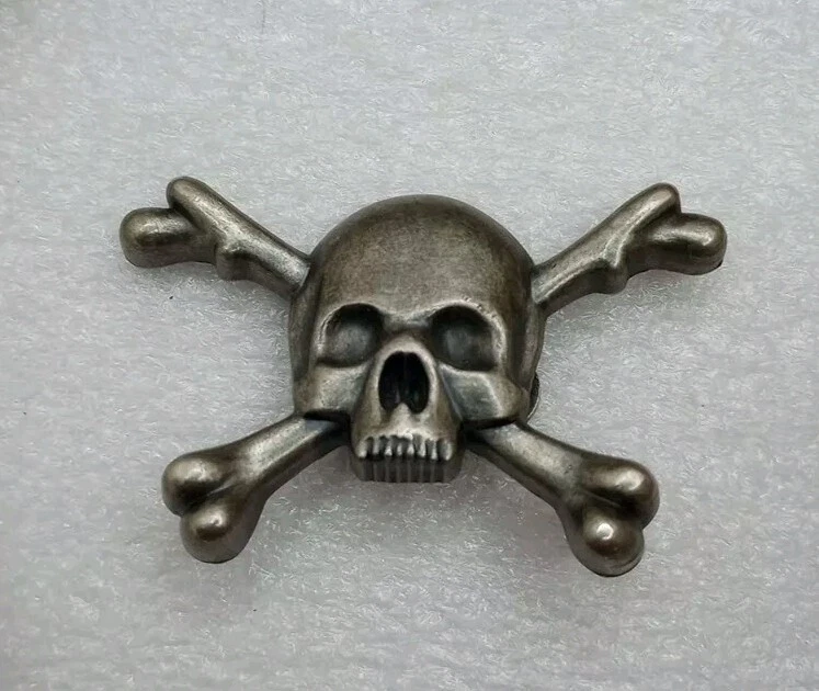 Solid Pewter Cross Bones & Skull Pendant ~ HATS • JACKETS • VEST • HALLOWEEN - Image 1 of 4