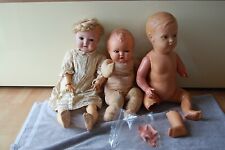 Convolute 3 Nice Size Old Celluloid Dolls Partially Marked Damaged To 67cm