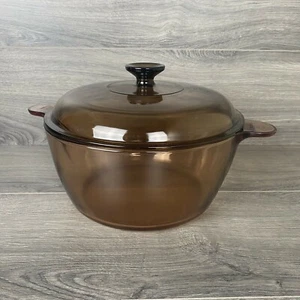 Corning Visionware Pyrex Dutch Oven 5 QT 4.5L Amber Glass Stock Pot Roaster Lid - Picture 1 of 5