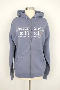 Abercrombie & Fitch Men's Logo Graphic Full-Zip Hoodie Blue M NWT - Picture 1 of 3