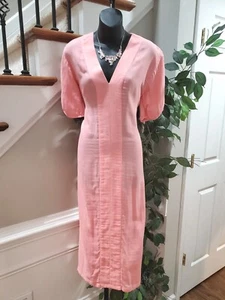 Lake Womens Pink 100% Cotton V Neck Casual Short Sleeve Long Maxi Dress Size XS - Picture 1 of 18