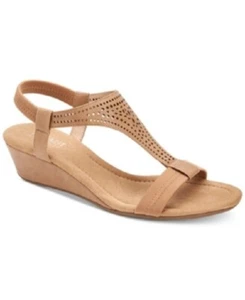 Alfani Women's Step 'N Flex Vacanzaa Wedge Sandals, Camel Perforated Size 11M - Picture 1 of 4