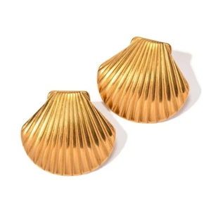 Women Earrings Gold 18 Carat Plated Stainless Steel Waterproof O435 - Picture 1 of 9