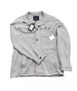 Ben Sherman Shirt Men Medium Dark Gray Waffle Knit Shacket Snap Closure Collared - Picture 1 of 10