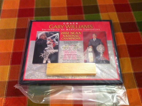 2002 MARYLAND TERRAPINS BASKETBALL PIECE OF NATIONAL CHAMPIONS FLOOR PLAQUE COA Cover