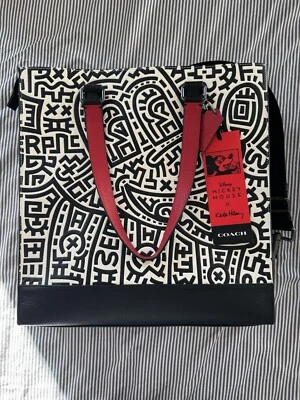 Новая структурированная сумка-тоут Coach C6872 Disney Mickey Mouse X Keith Haring Graham с ценником - Изображение 1 из 3