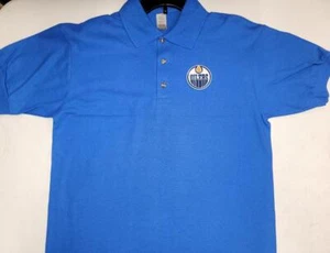 0724-3 Mens NHL Team Apparel EDMONTON OILERS Polo Golf Jersey Shirt BLUE New - Picture 1 of 1