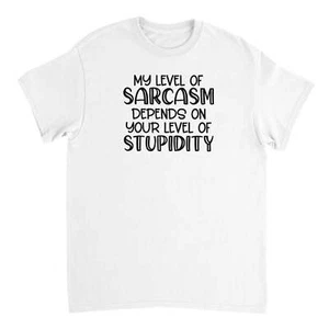 My Level of Sarcasm Depends on Your Level of Stupidity T-shirt - Picture 1 of 13