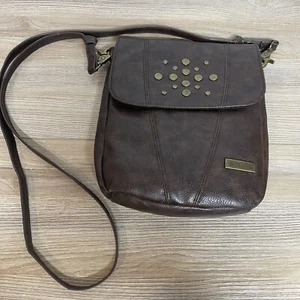 Retired Miche Mya Messenger Bag Purse Crossbody Hip Bag Boho Studded Brown - Picture 1 of 11