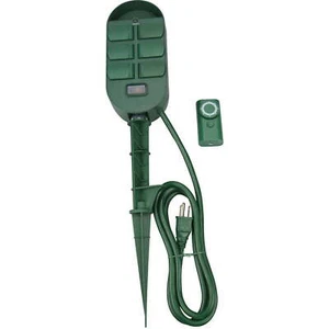 New Coleman Cable 59785 6 Outlet Power Stake Built in Timer & Remote - Picture 1 of 5