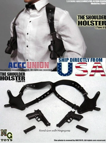 MG Toys 1/6 Black Shoulder Holster Pistol Set For John wick Hot Toys PHICEN USA Cover