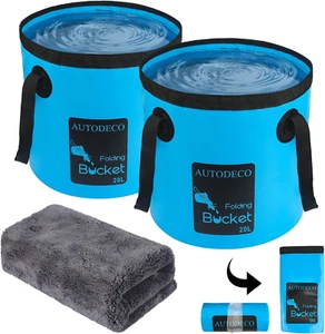 AUTODECO 2 Pack Collapsible Bucket 5 Gallon Container Folding Water Bucket Porta - Picture 1 of 12