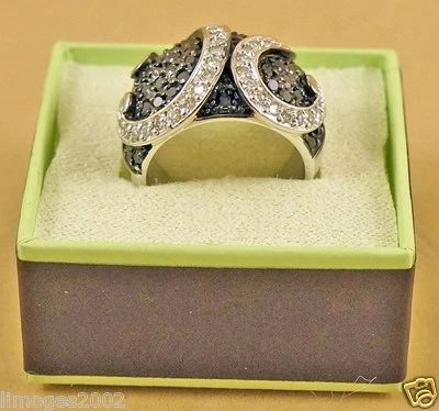 Nuevo Anillo Joyería Genuino Circonita Cúbica Blanco y Negro Plata Esterlina Talla 7  Foto 1 de 4